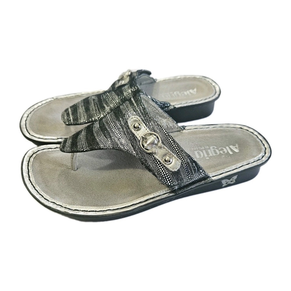 Alegria Vanessa Sandals Silver Metallic Flip Flops Womens 8.5 US 39 EU VAN-496